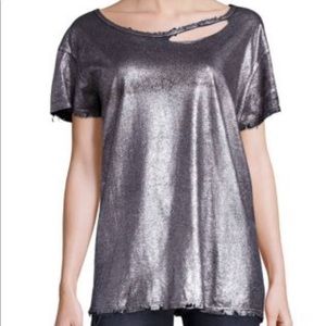 RTA Nicola metallic cotton and cashmere-blend tee
